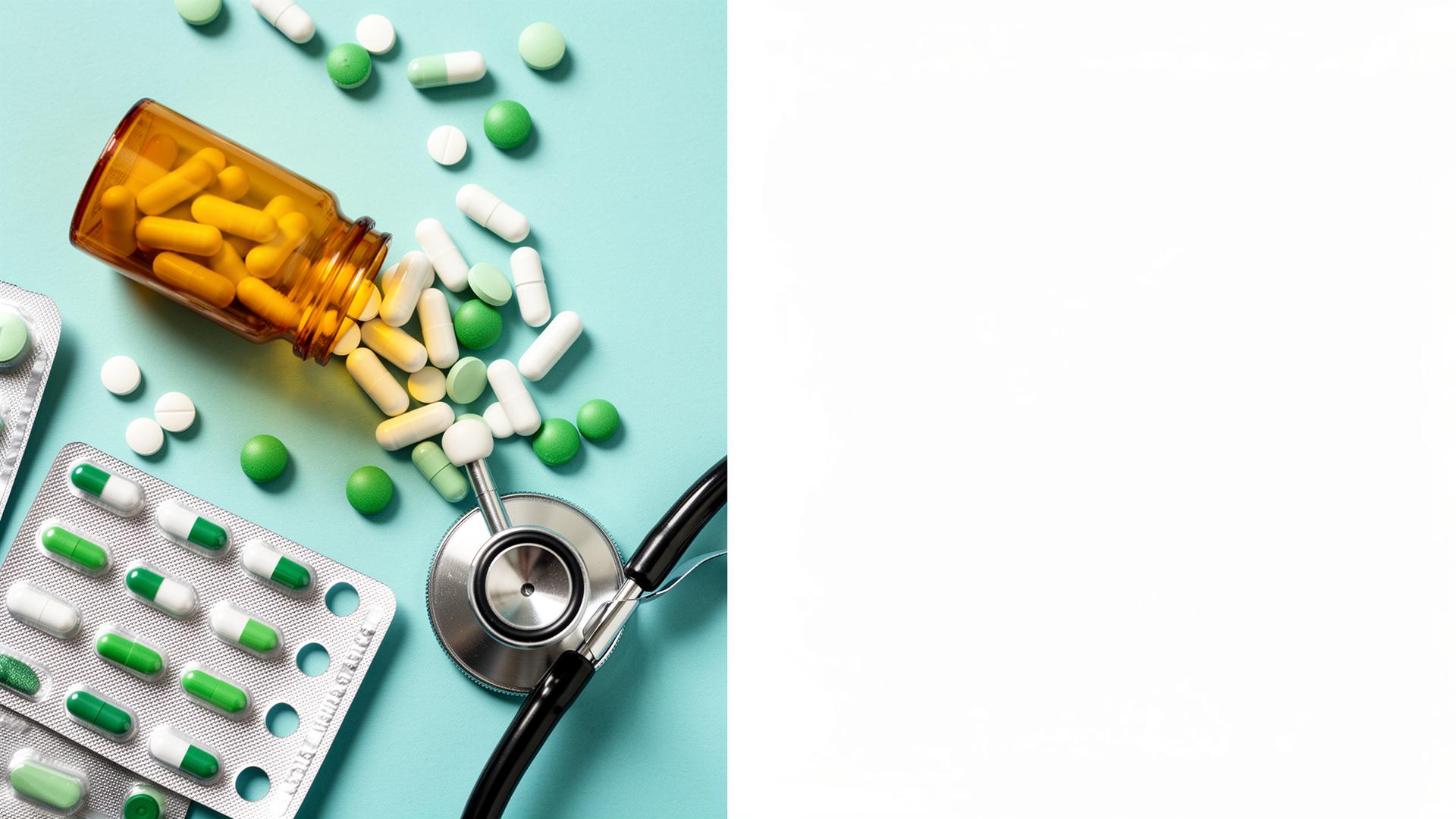 Pharmaceutical capsules and stethoscope